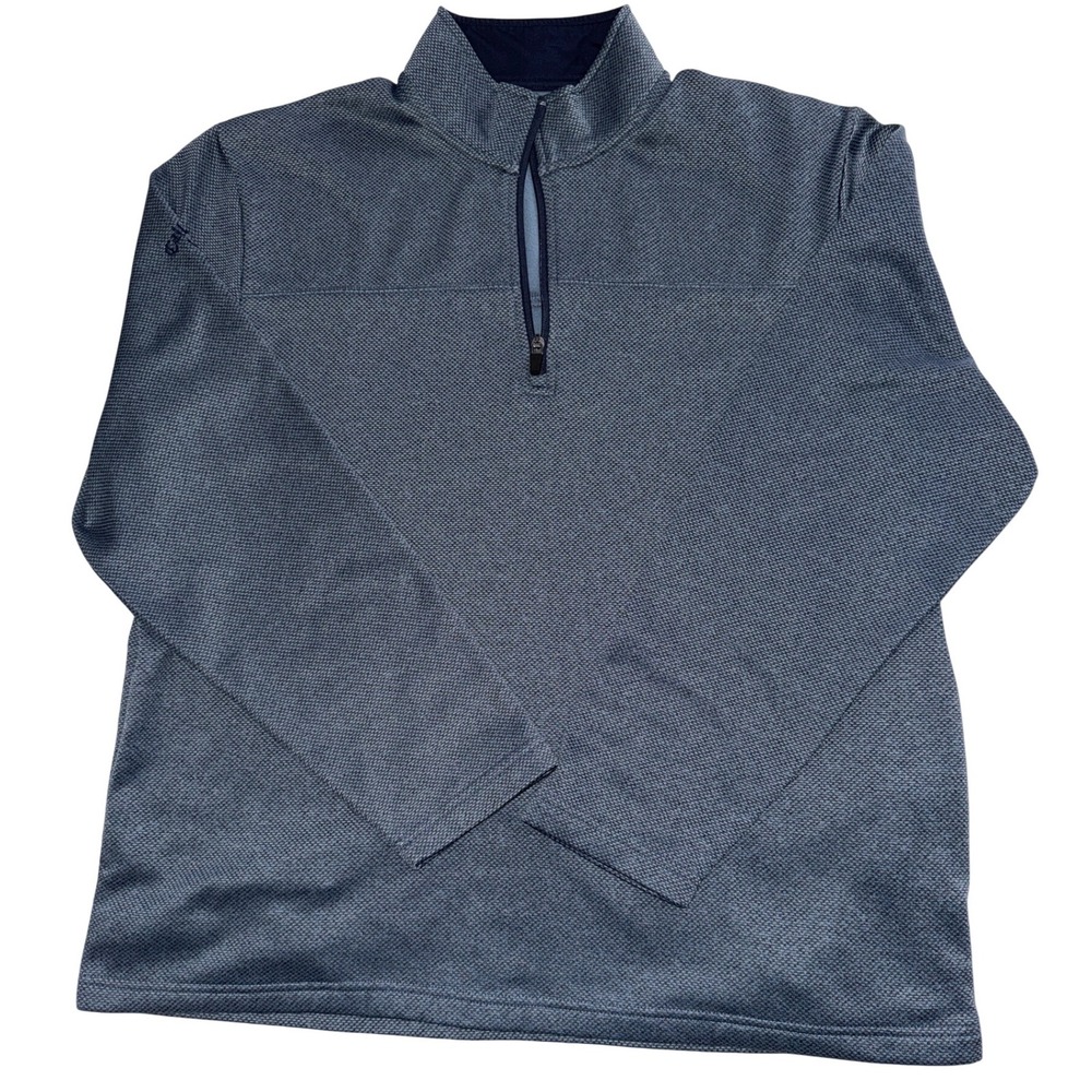 Callaway Mens Large Blue Gray Quarter Zip Pullover Textured Golf Fleece SU30134